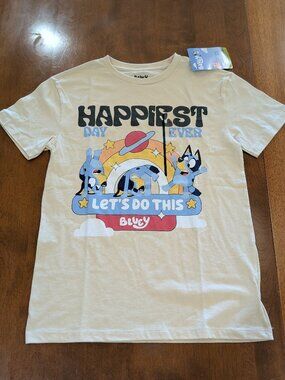 Boys Large Happiest Day Ever Bluey Short Sleeve T-shirt